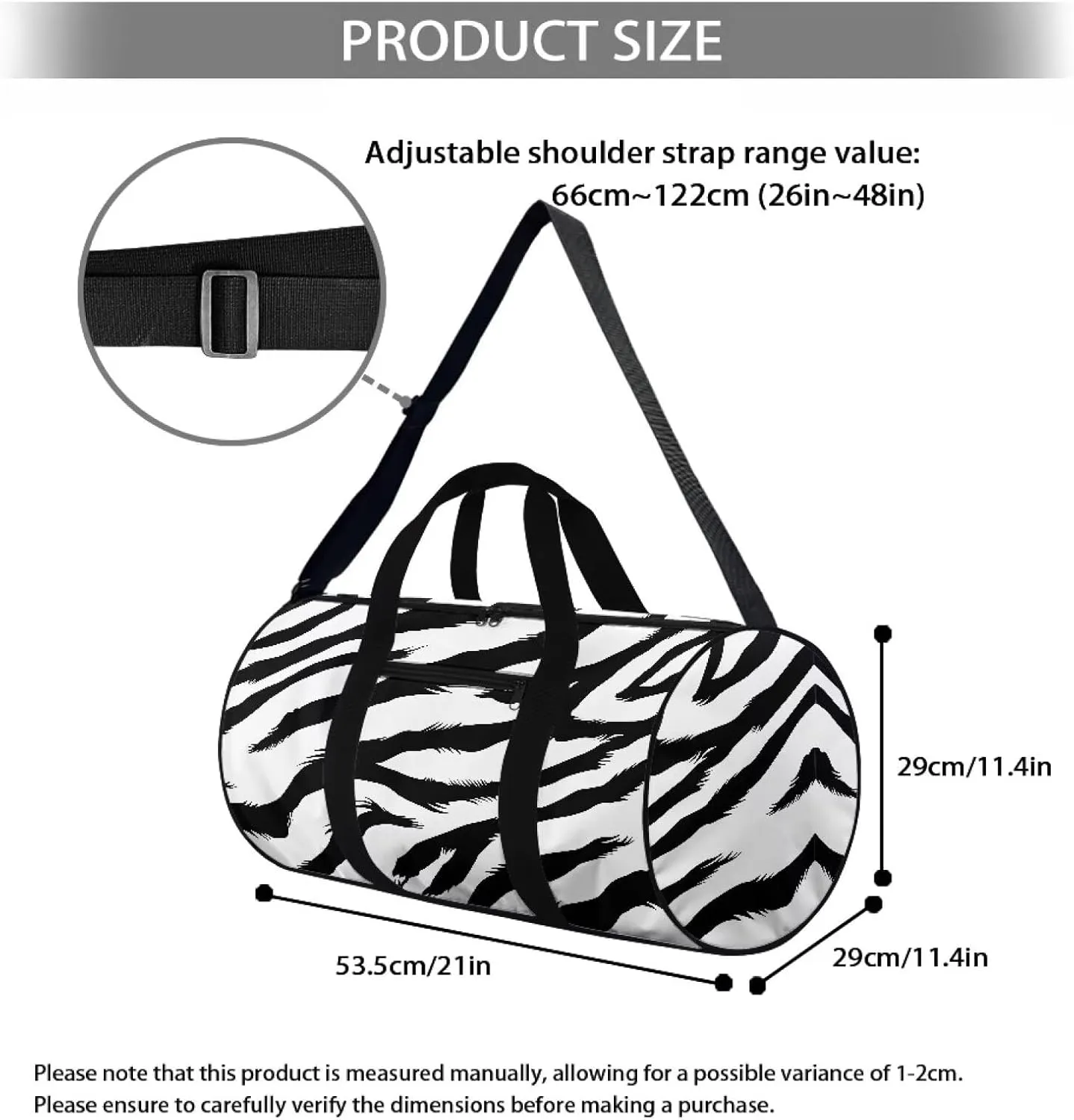 Zebra Grain Duffle Bag for Travel Large Travel Bags for Women Stylish Tote Carry On Luggage Bag Personal Item Bag for Airlines Easy to Carry