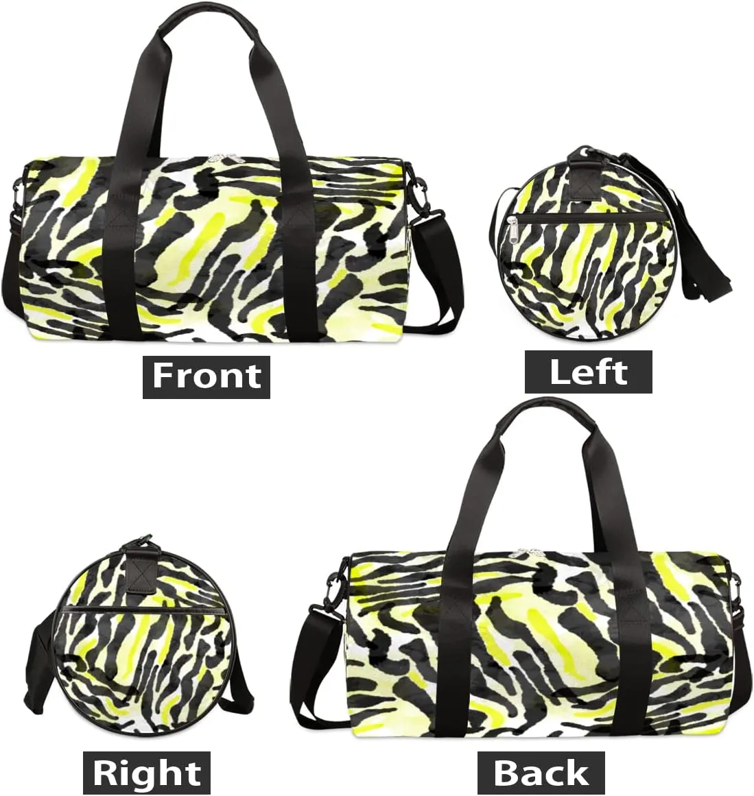 Zebra Print Yellow Black Gym Bag Small Gym Duffel Bags for Men Women Overnight Weekender Bags Lightweight Sport Duffle Bag Carry On Gymbag