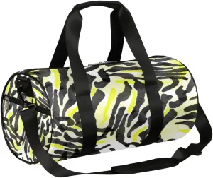 Zebra Print Yellow Black Gym Bag Small Gym Duffel Bags for Men Women Overnight Weekender Bags Lightweight Sport Duffle Bag Carry On Gymbag