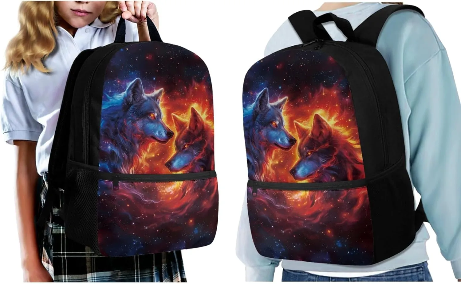 ZFRXIGN Boys Wolf Backpack 10-12 Years Old Bookbag with Lunch Bag Set Crossbody Bags Schoolbag Pencil Case Kindergarten Elementary School Bag