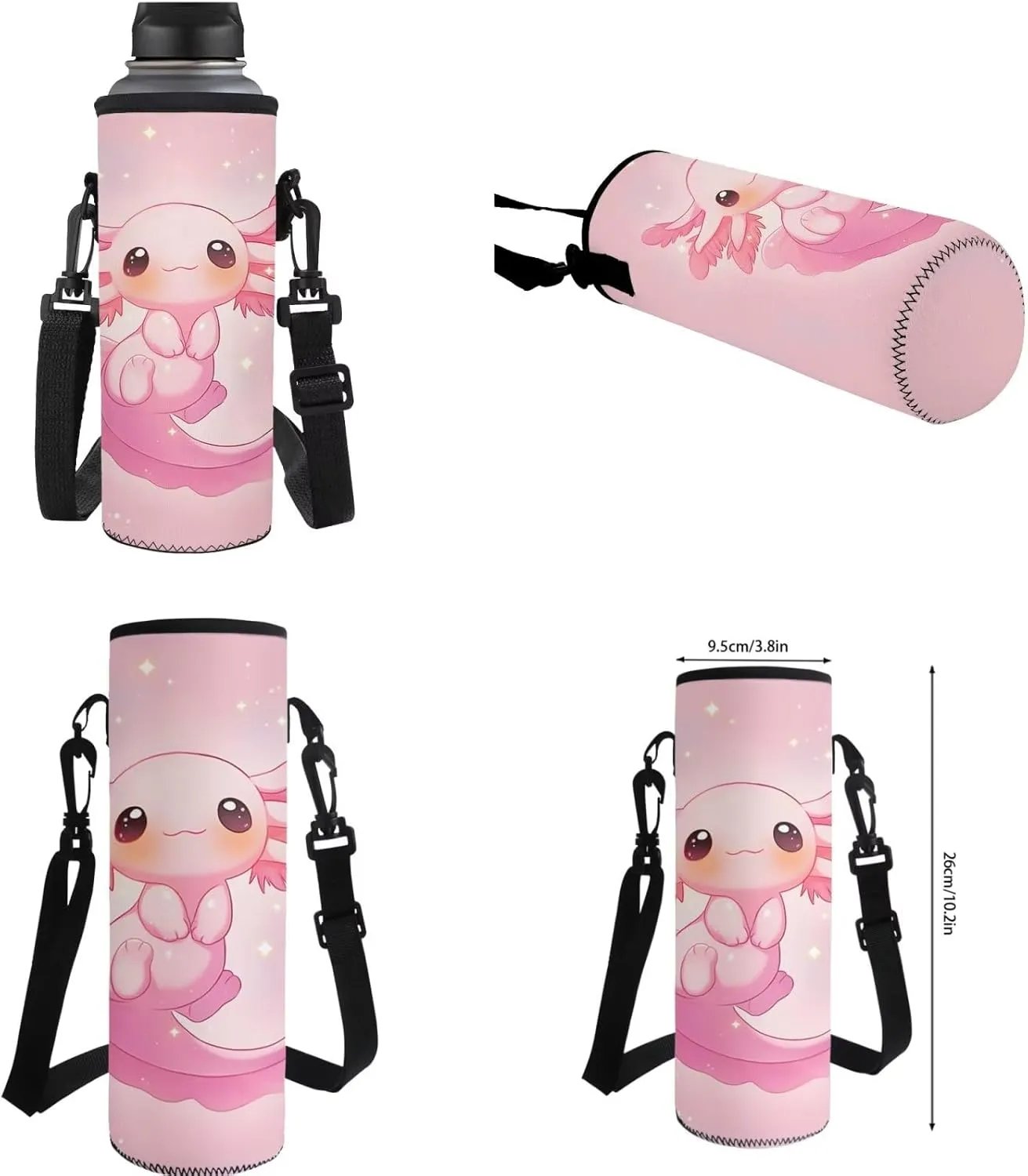 ZFRXIGN Girls Backpack 10-12 Years Old Kawaii Axolotl Bookbag with Lunch Bag Pencil Pouch Water Bottle Cover Crossbody Bags Pink Schoolbag Kindergarten Elementary School Bag