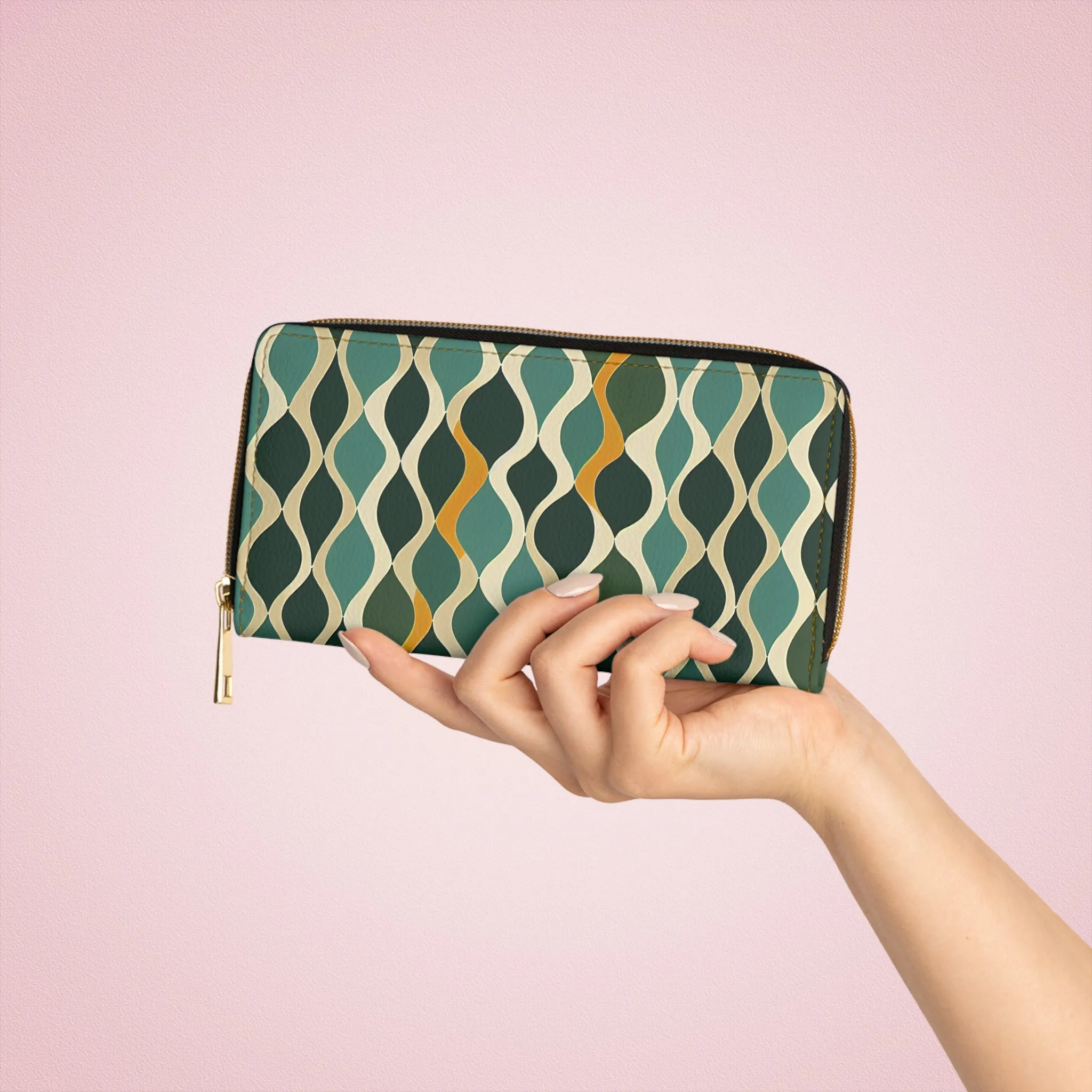 Zipper Wallet - Deco Aqua Ringlets