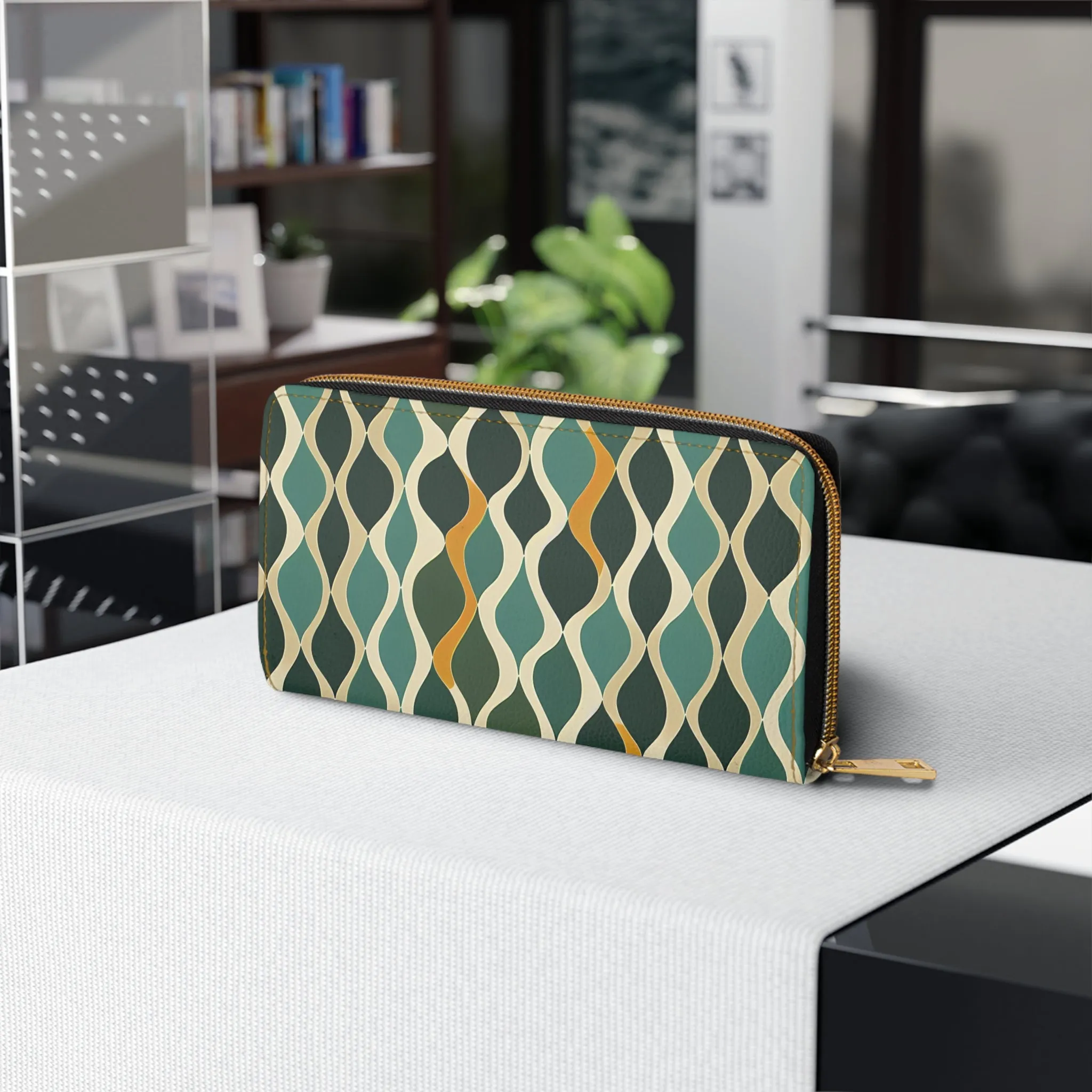 Zipper Wallet - Deco Aqua Ringlets