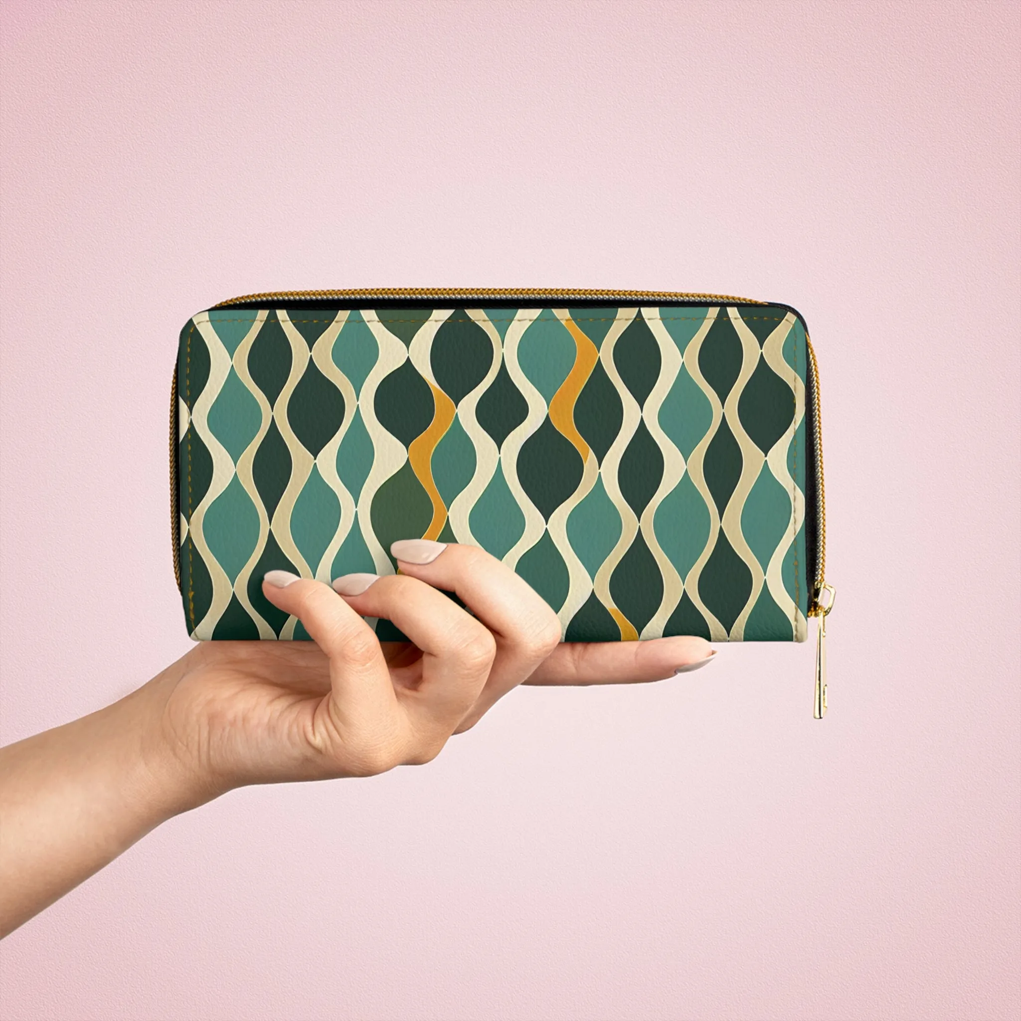 Zipper Wallet - Deco Aqua Ringlets